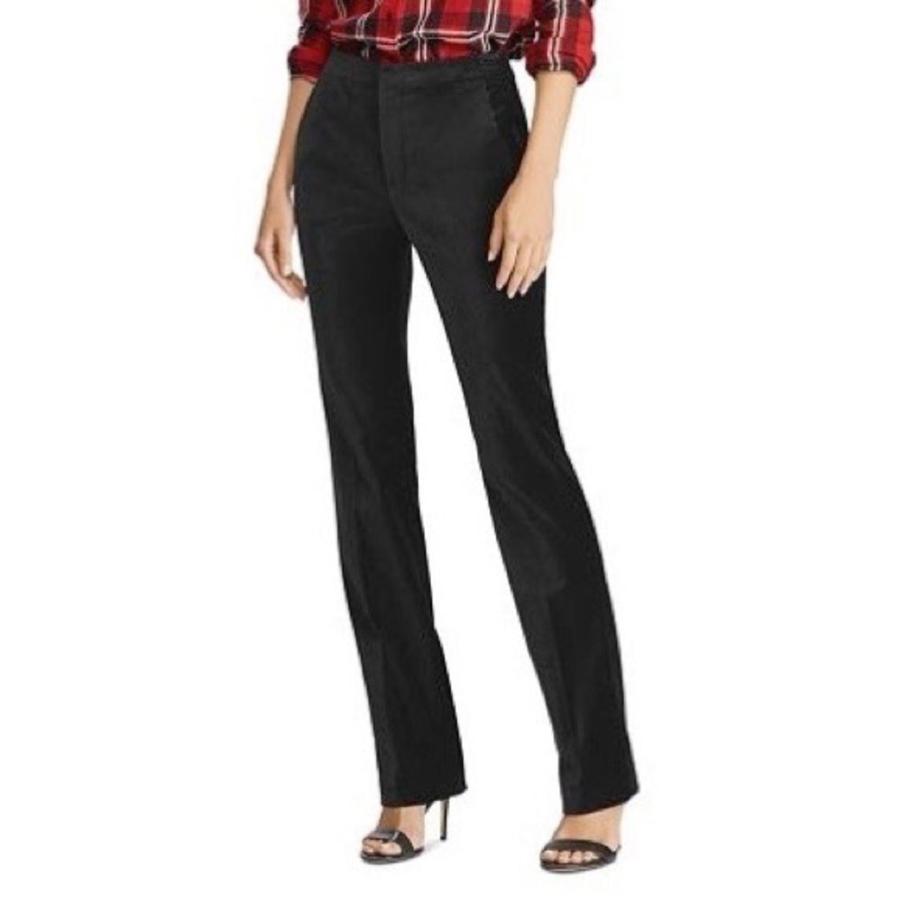 Lauren Ralph Lauren Womens Quartilla Velour Business Straight Leg Pants